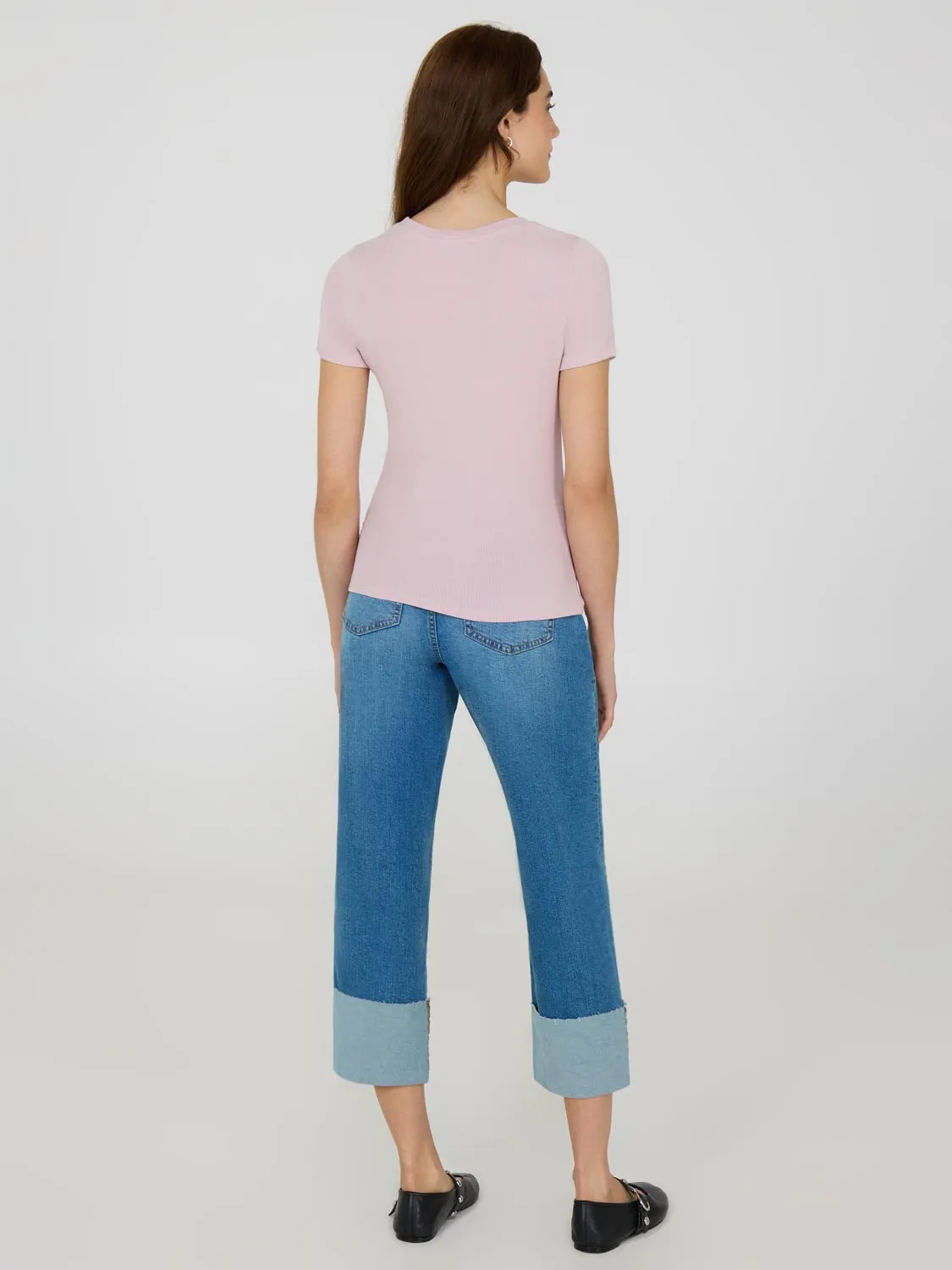 Ribbed Crew Neck T-Shirt Spring Layer