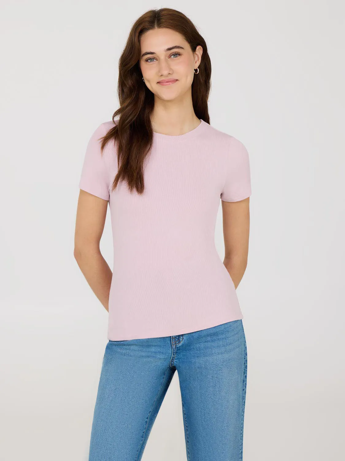 Ribbed Crew Neck T-Shirt In Motion