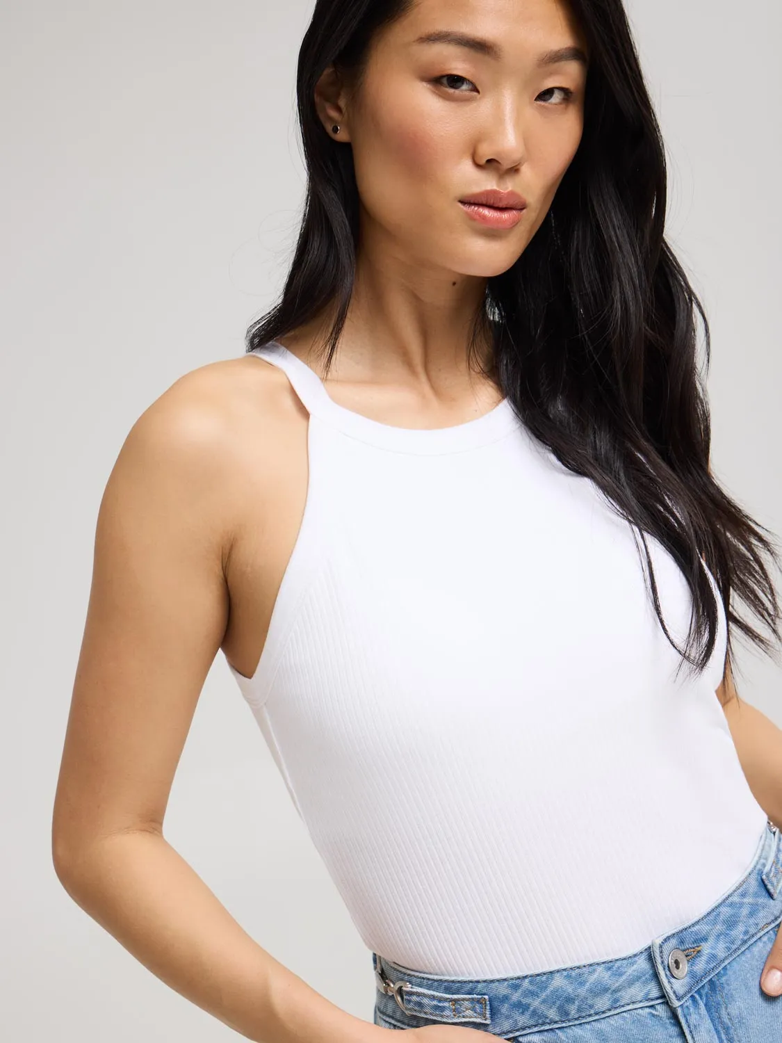 Ribbed Halter Tank Top full mobility