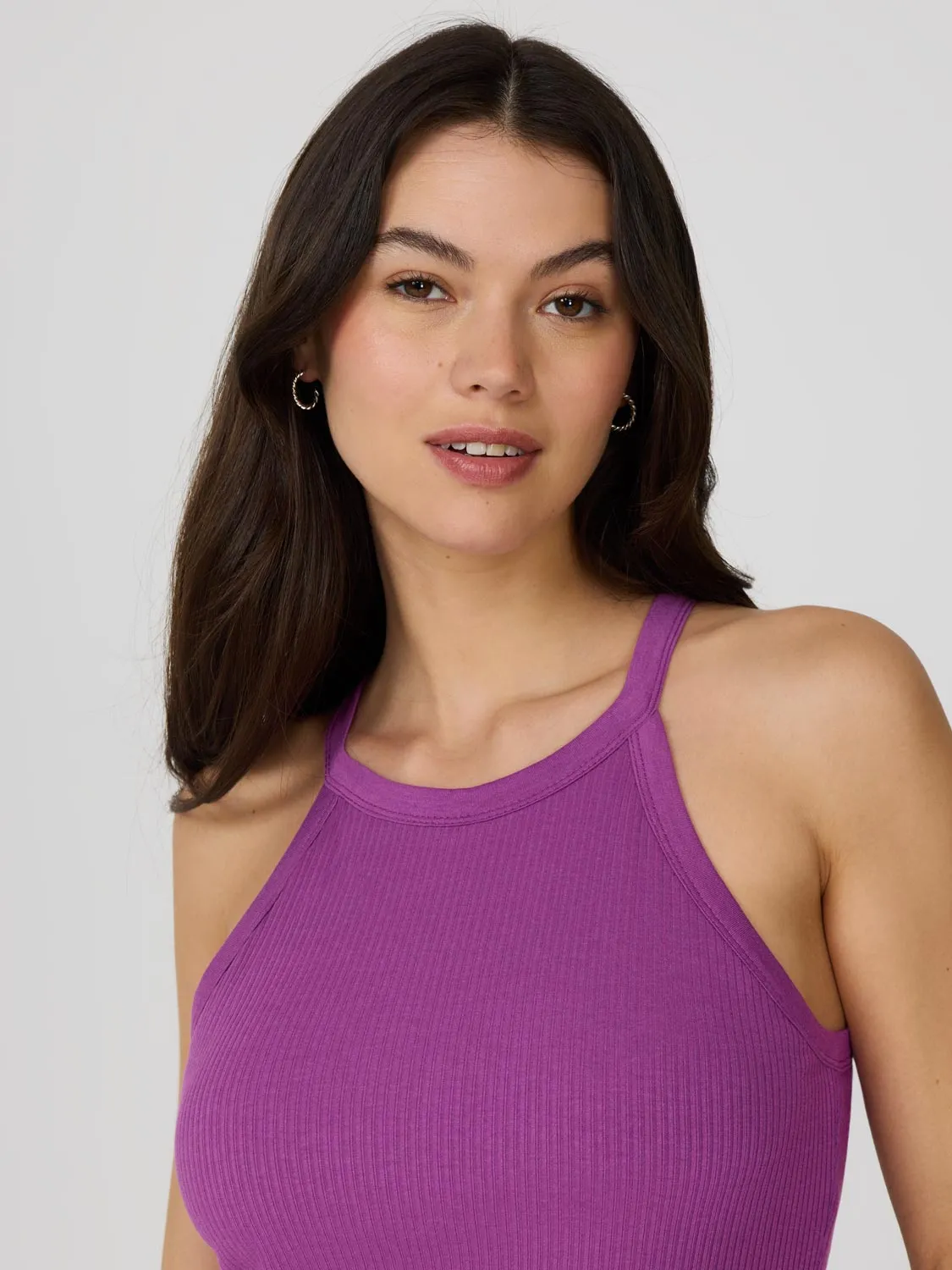Ribbed Halter Tank Top hybrid style