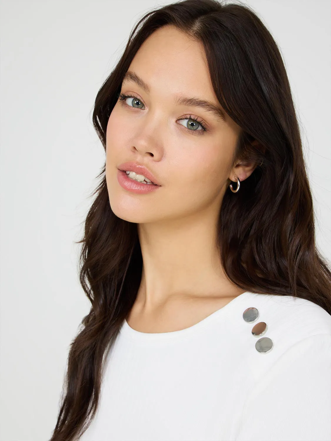Ribbed Top With Button Details Elevated Fit