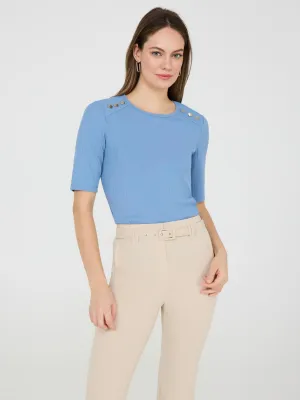 Ribbed Top With Button Details Confidence Boost