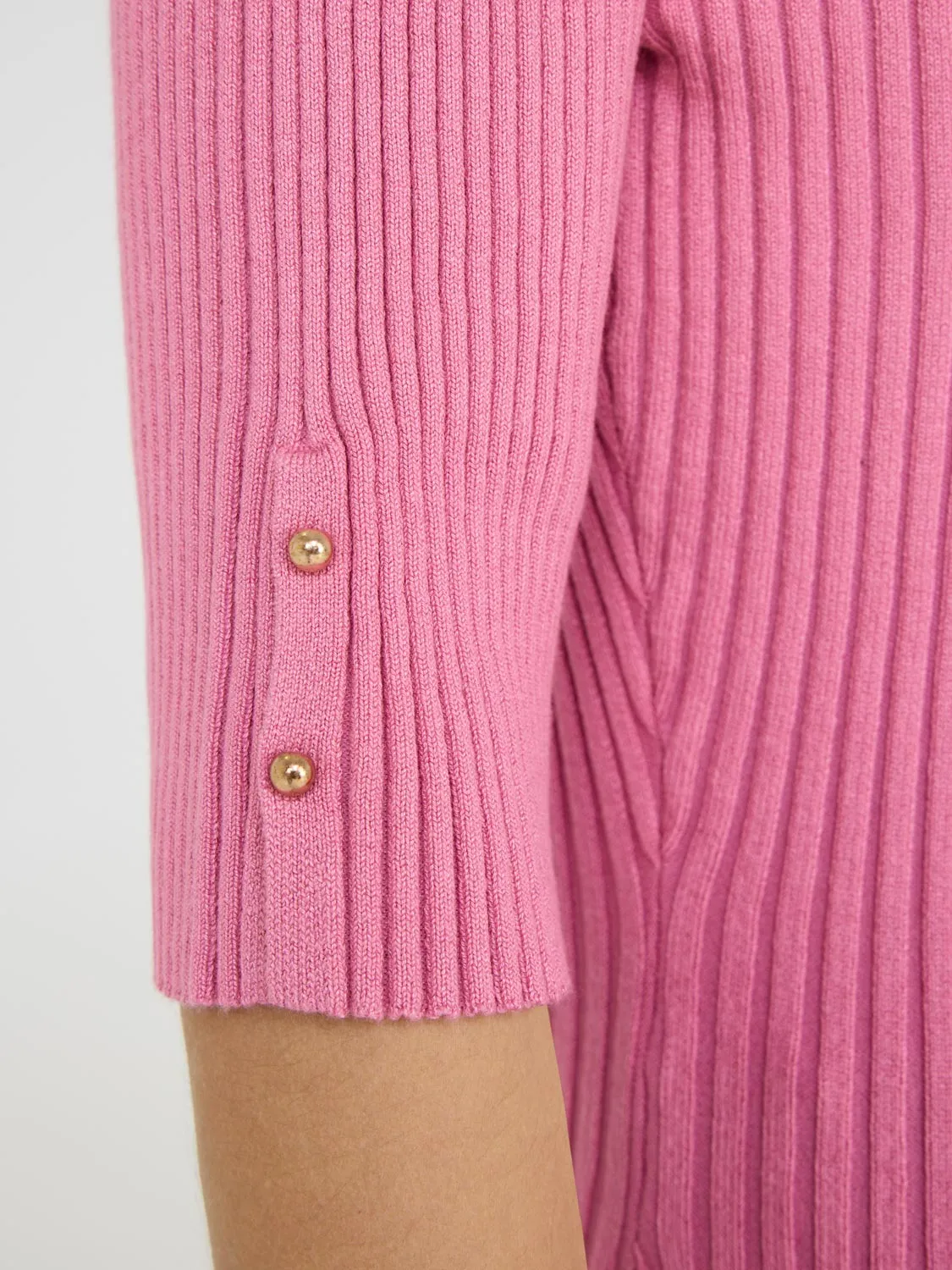 Ribbed V-Neck Button-Front Sweater Timeless Looks