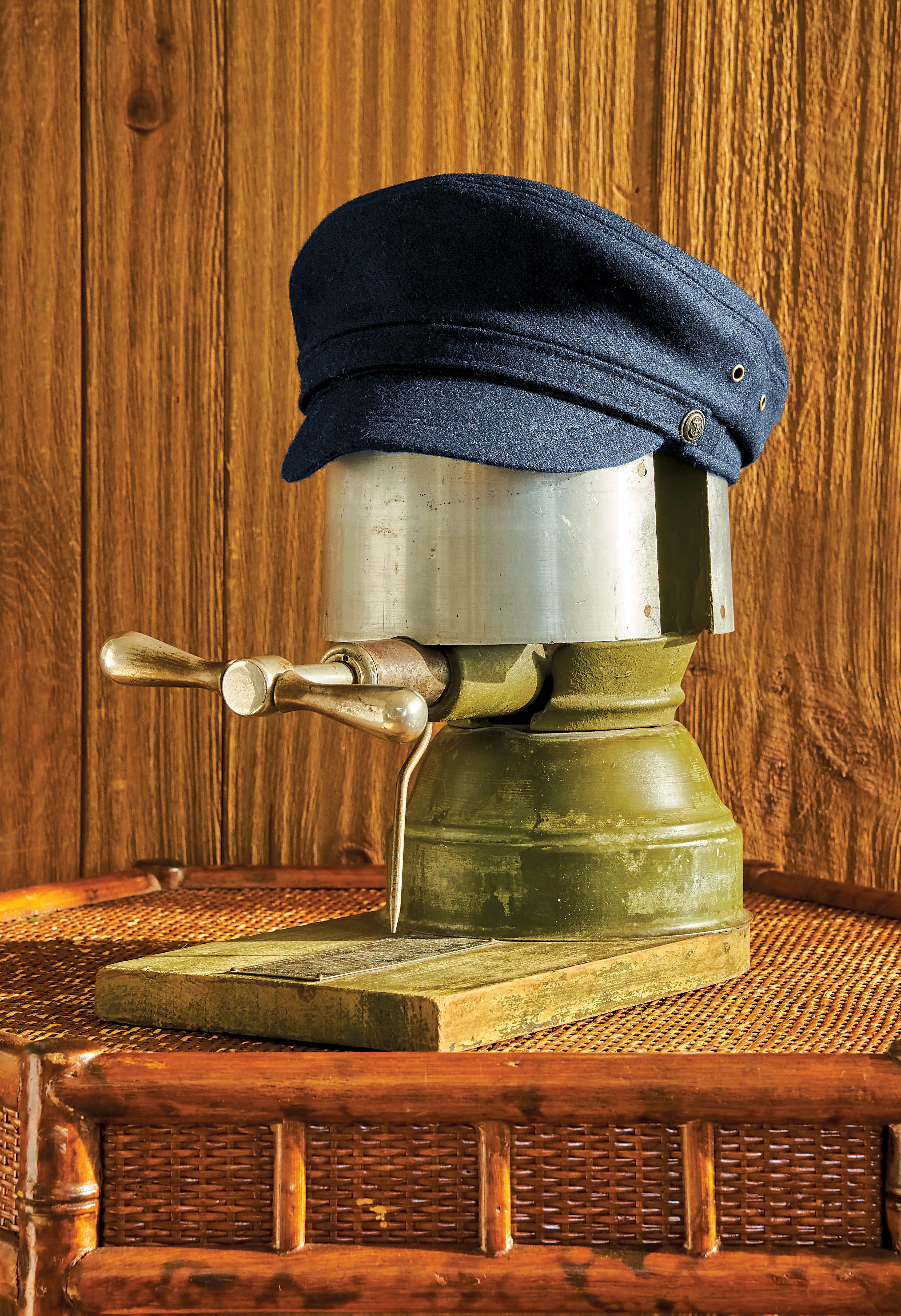 Roll Up Yacht Cap in Navy Wool hiking fit