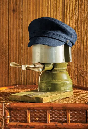 Roll Up Yacht Cap in Navy Wool hiking fit