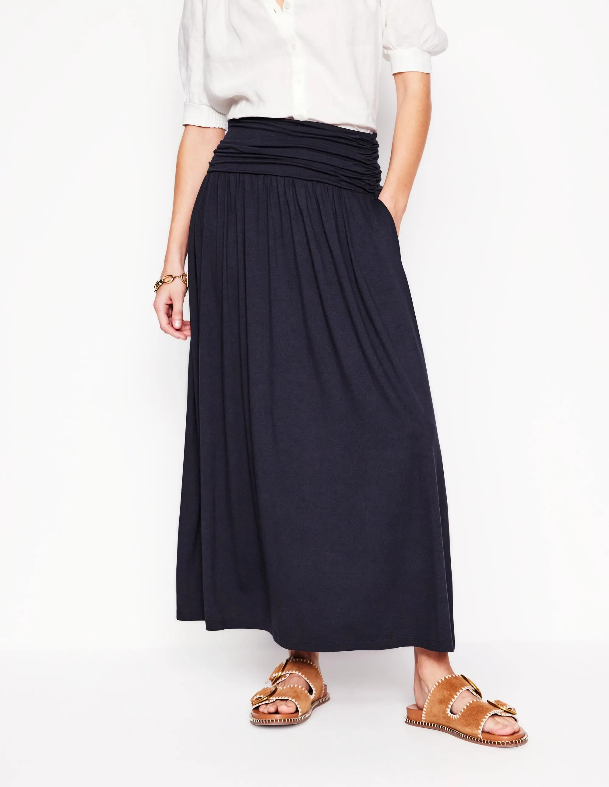 Rosaline Jersey Skirt-Navy skin soft
