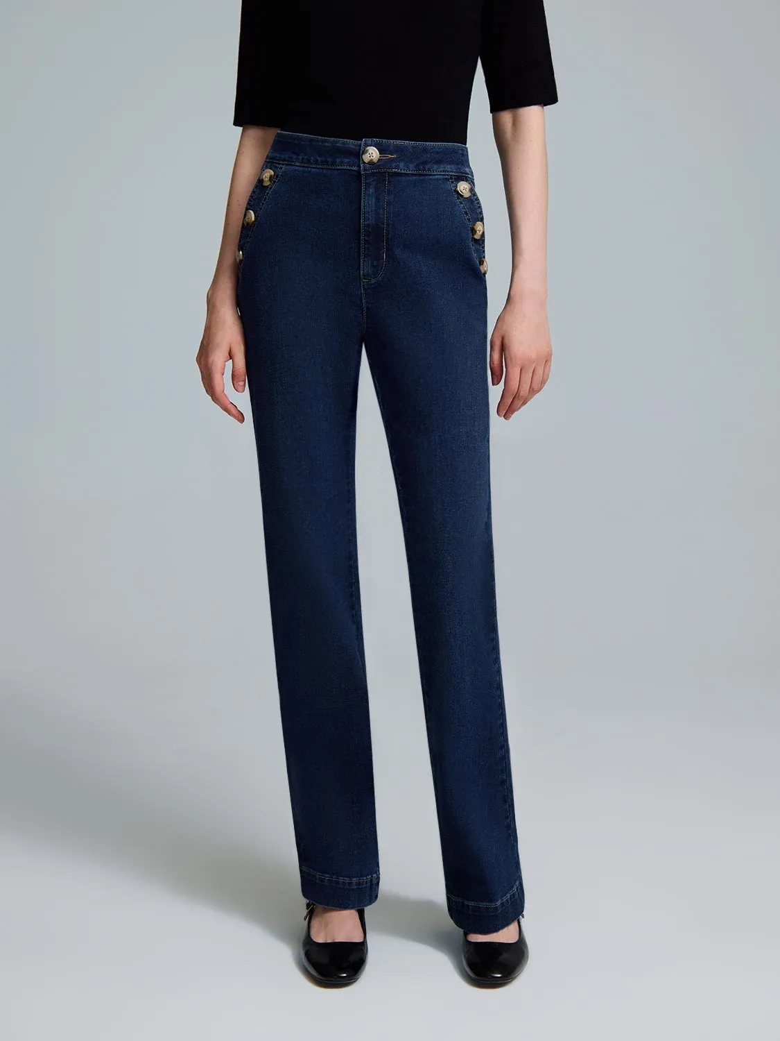 Sailor Mid-Rise Bootcut Jeans washed look