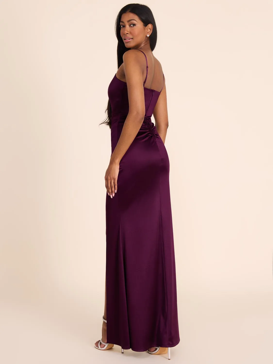 Satin Gown With Pleating small floral