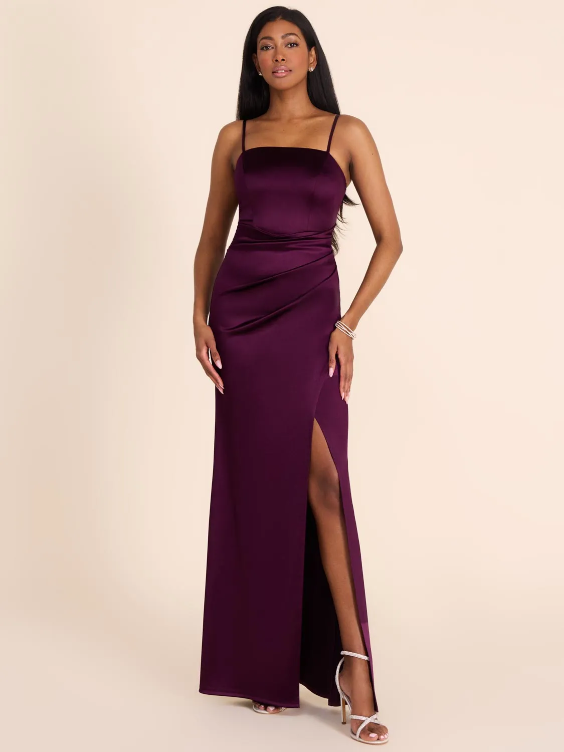 Satin Gown With Pleating trend blend