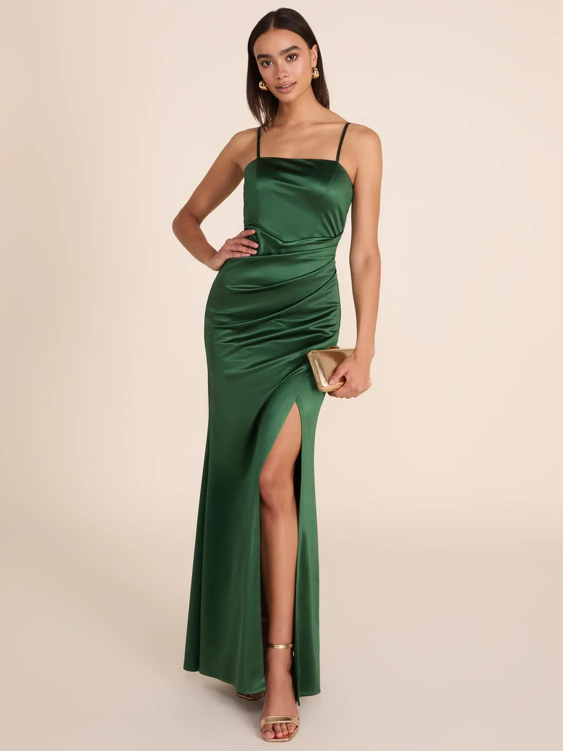 Satin Gown With Slit daily commute