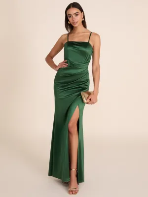 Satin Gown With Slit daily commute
