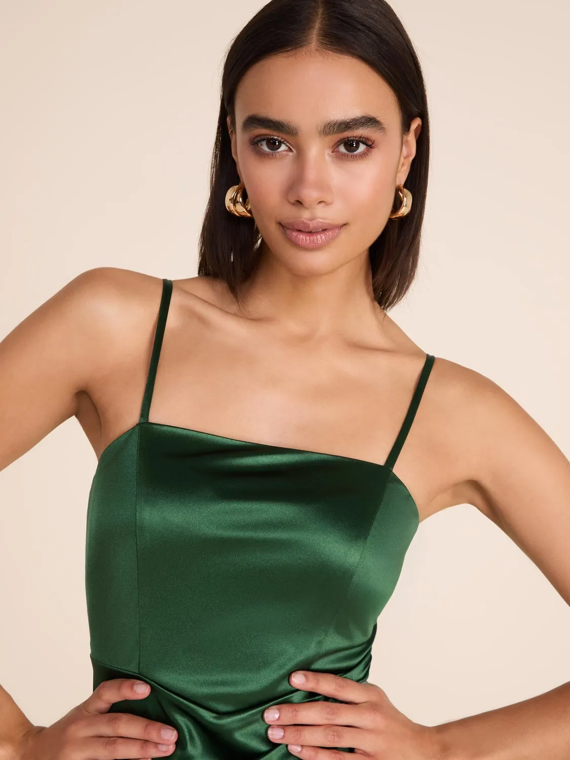 Satin Gown With Slit dinner date