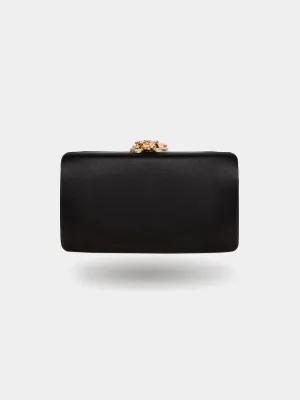 Satin Minaudiere With Gold Flower fashion select