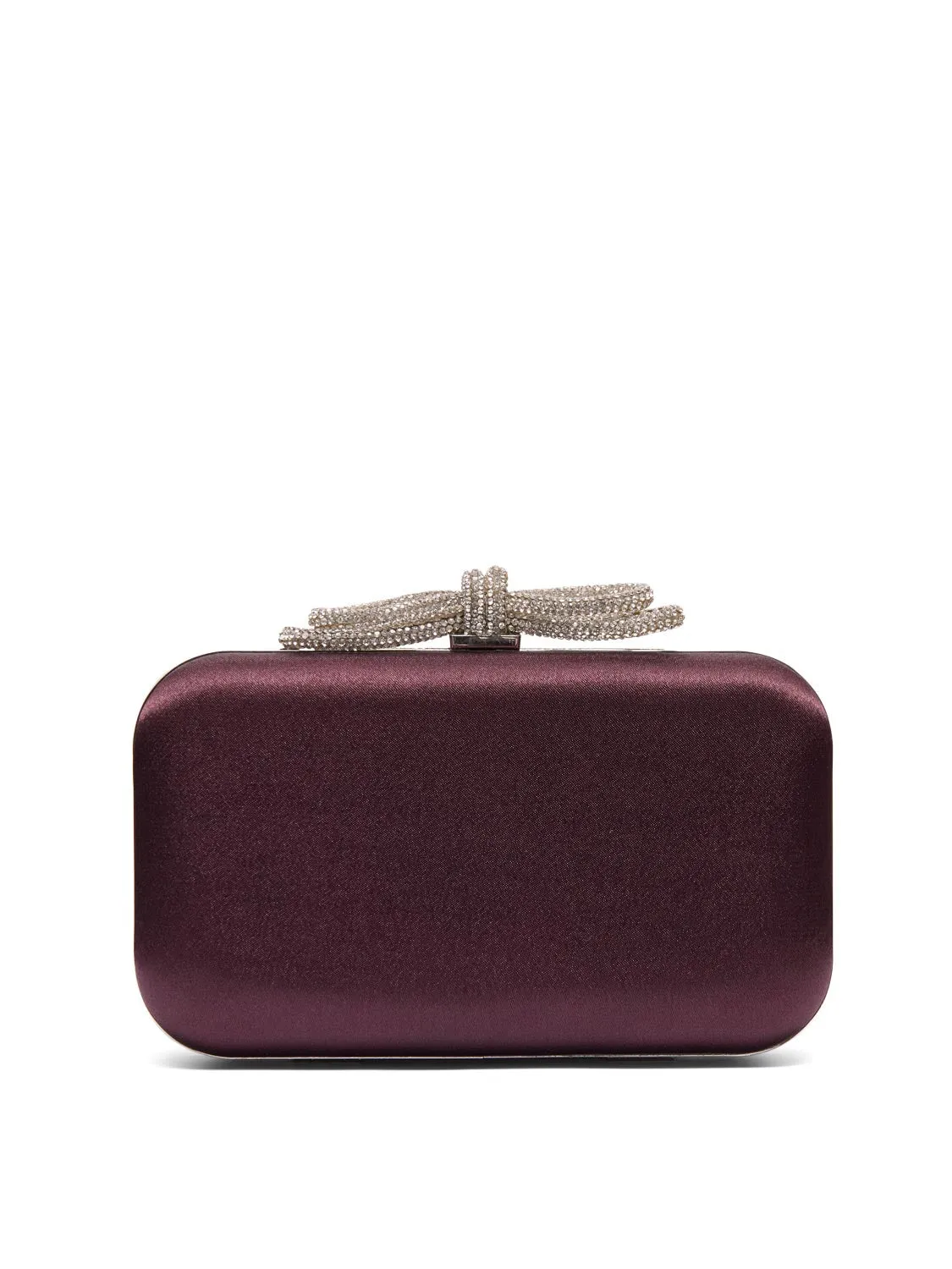 Satin Minaudiere With Rhinestine Bow street fashion