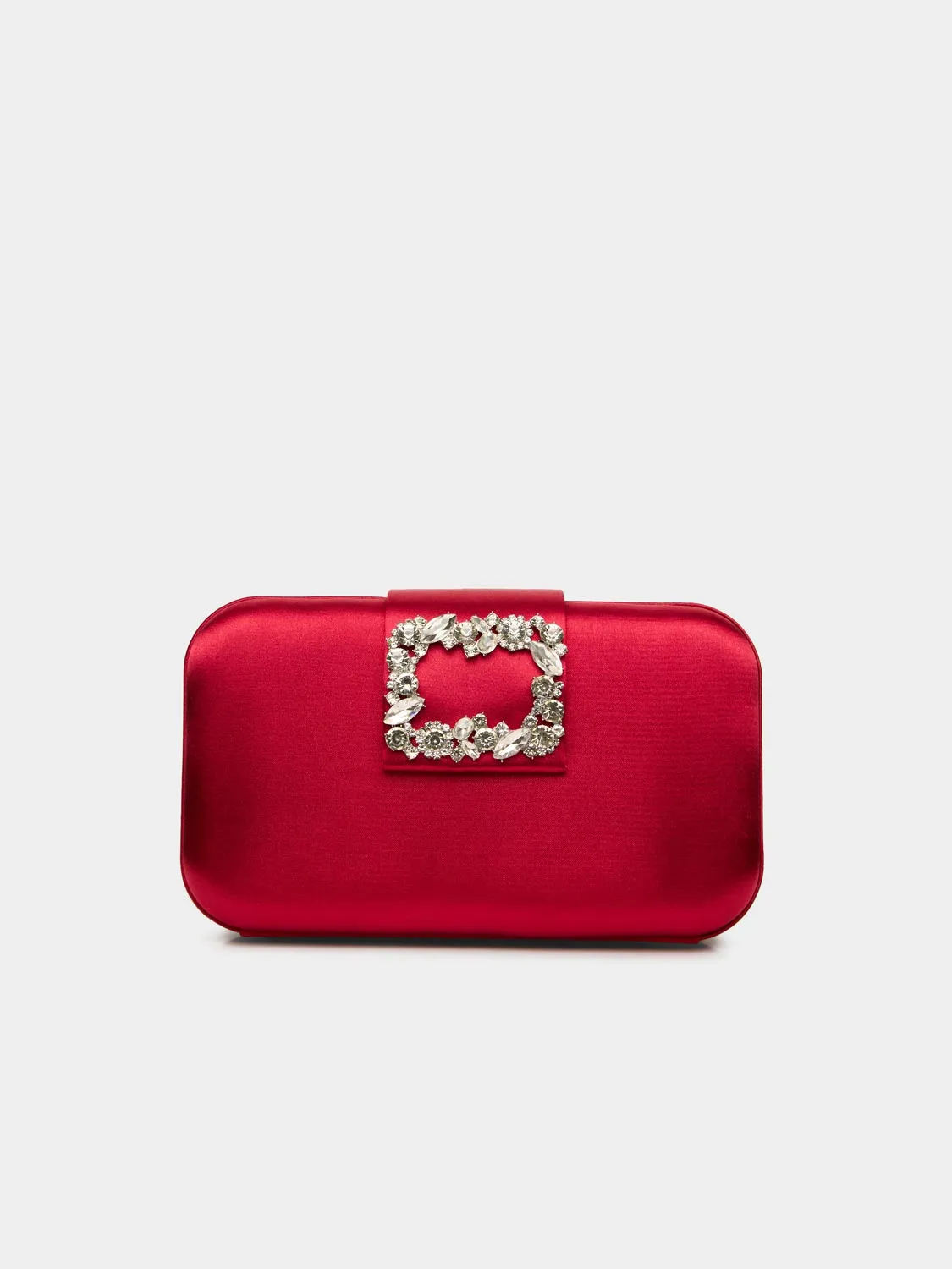 Satin Minaudiere With Rhinestone Buckle smart storage