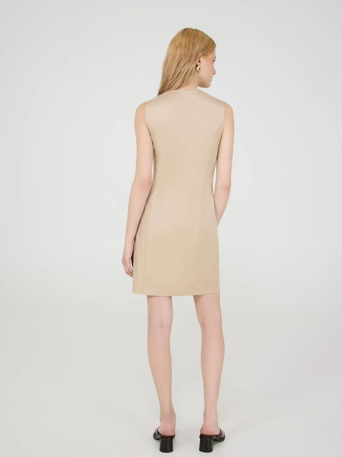 Satin Twill Sleeveless Blazer Dress easy layering