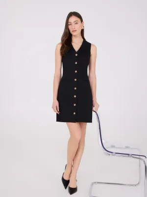 Satin Twill Sleeveless Blazer Dress work focus