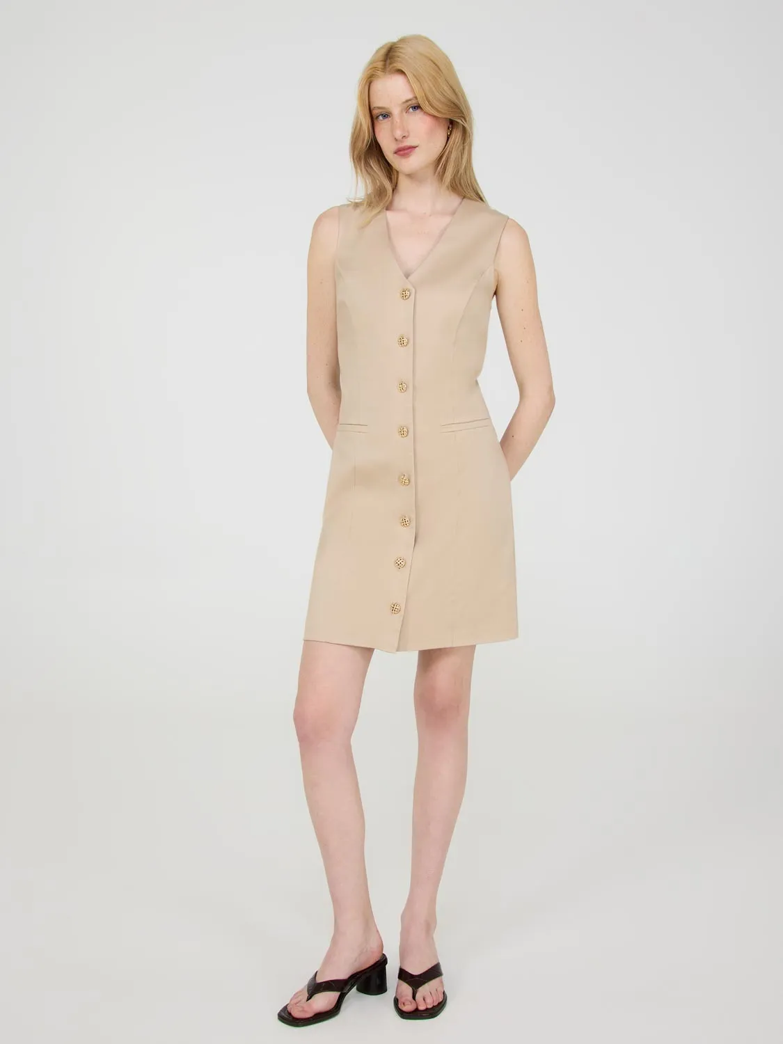 Satin Twill Sleeveless Blazer Dress easy wear