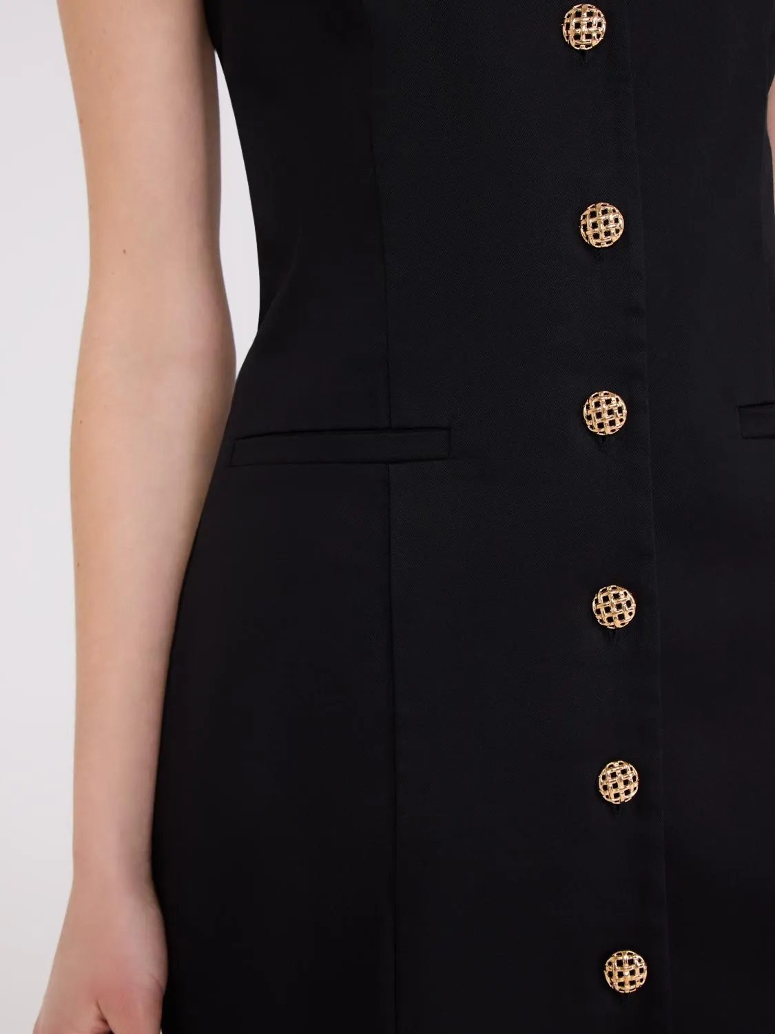Satin Twill Sleeveless Blazer Dress soft touch
