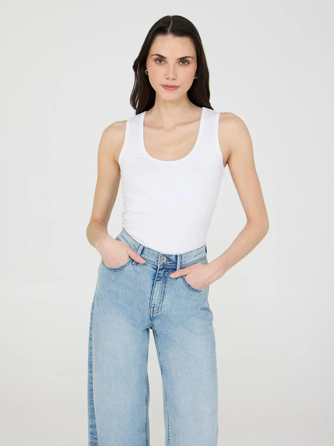 Scoop Neck Jersey Tank Top modern cut