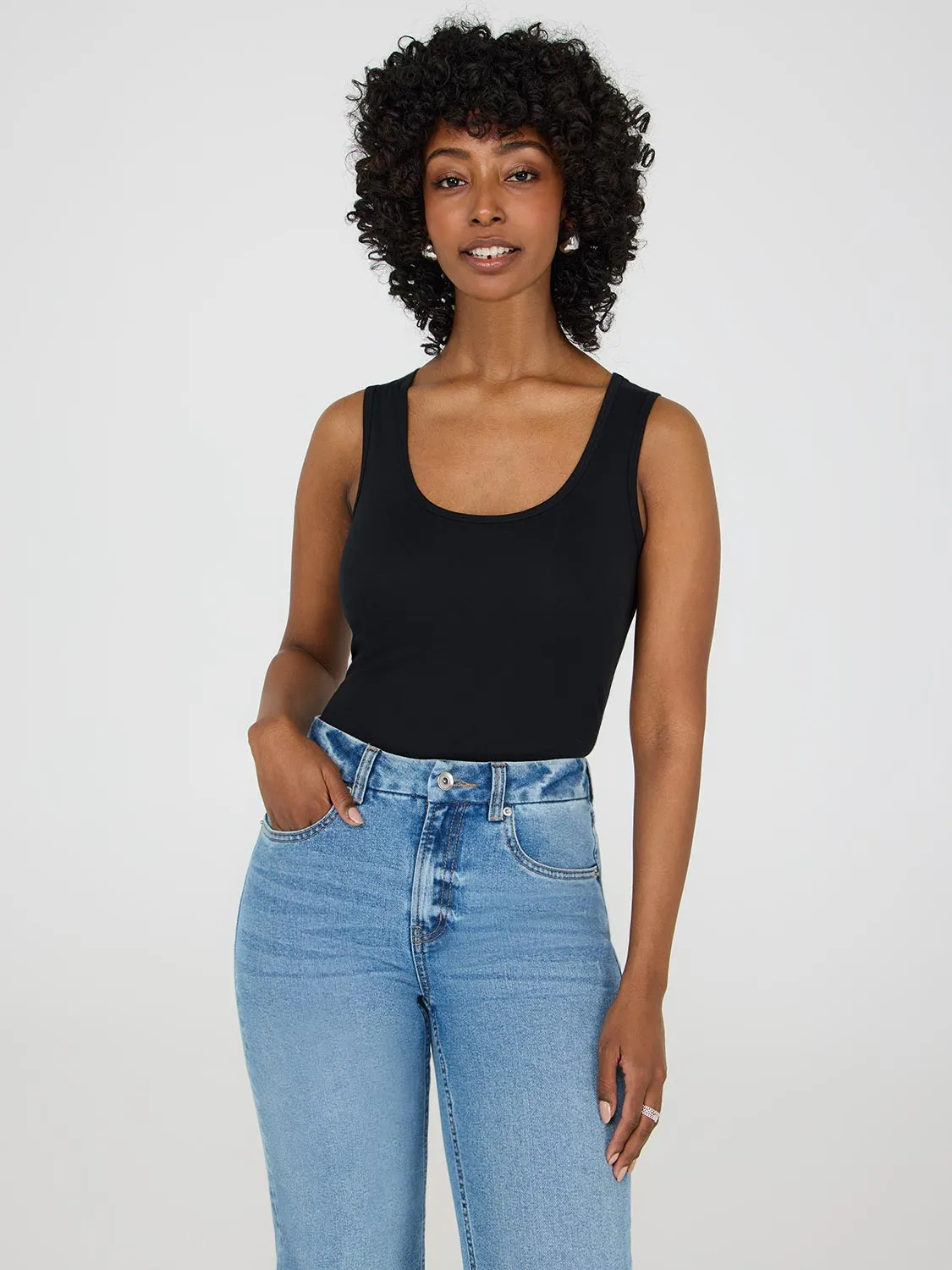 Scoop Neck Jersey Tank Top low profile