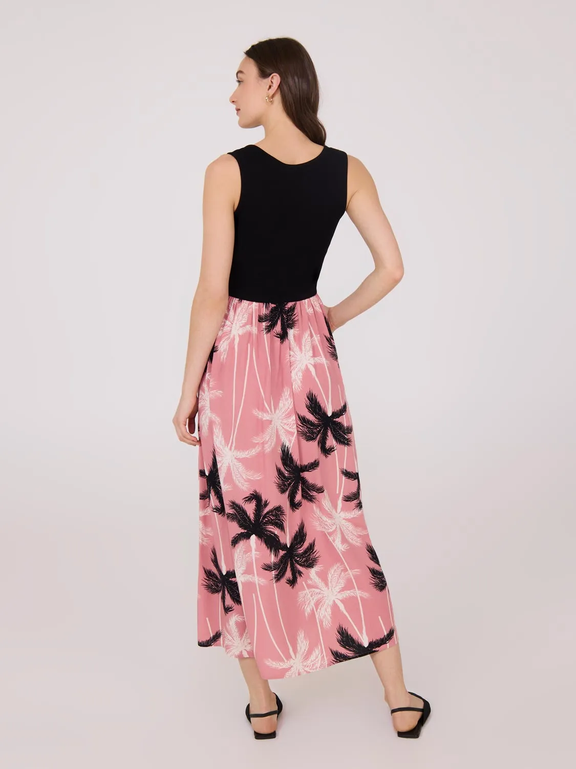 Scoop Neck Midi Dress With Floral Skirt elegant design