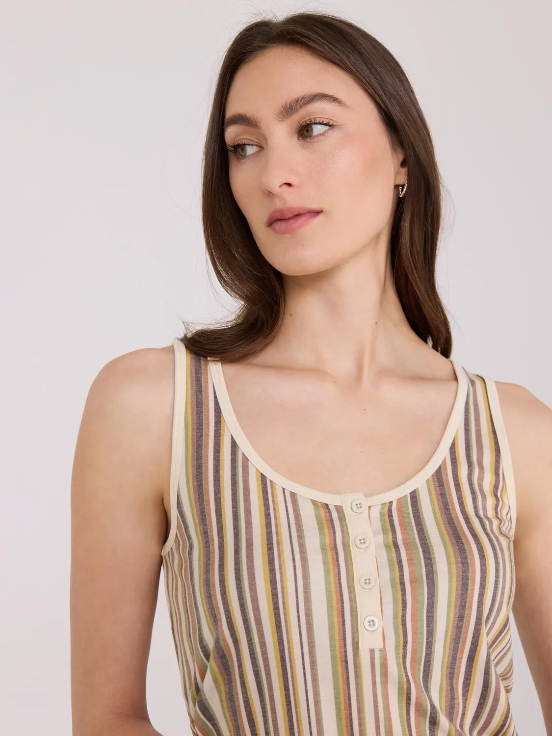 Scoop Neck Striped Tank Top chill vibe