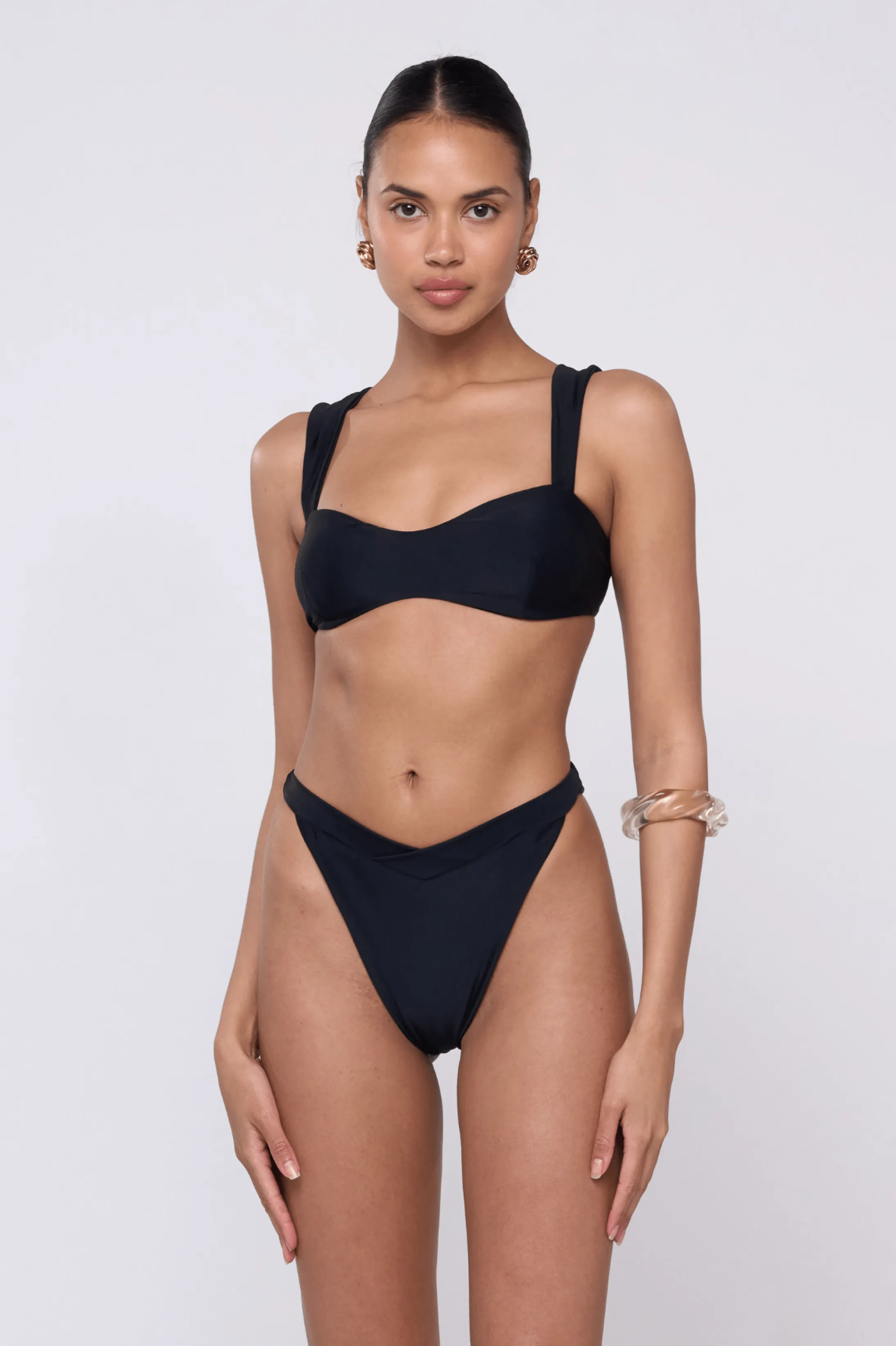 Selma Bikini Top in Black soft touch