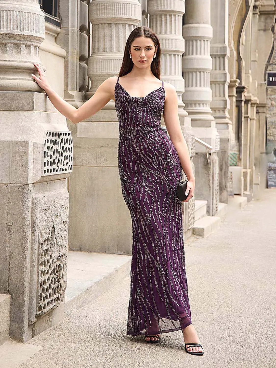 Sequin Animal Print Gown formal dinner