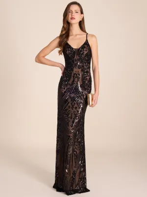 Sequin Mesh Column Gown autumn collection