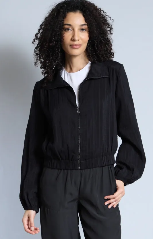 Shadow Stripe Zip Front Bomber elevated street coat