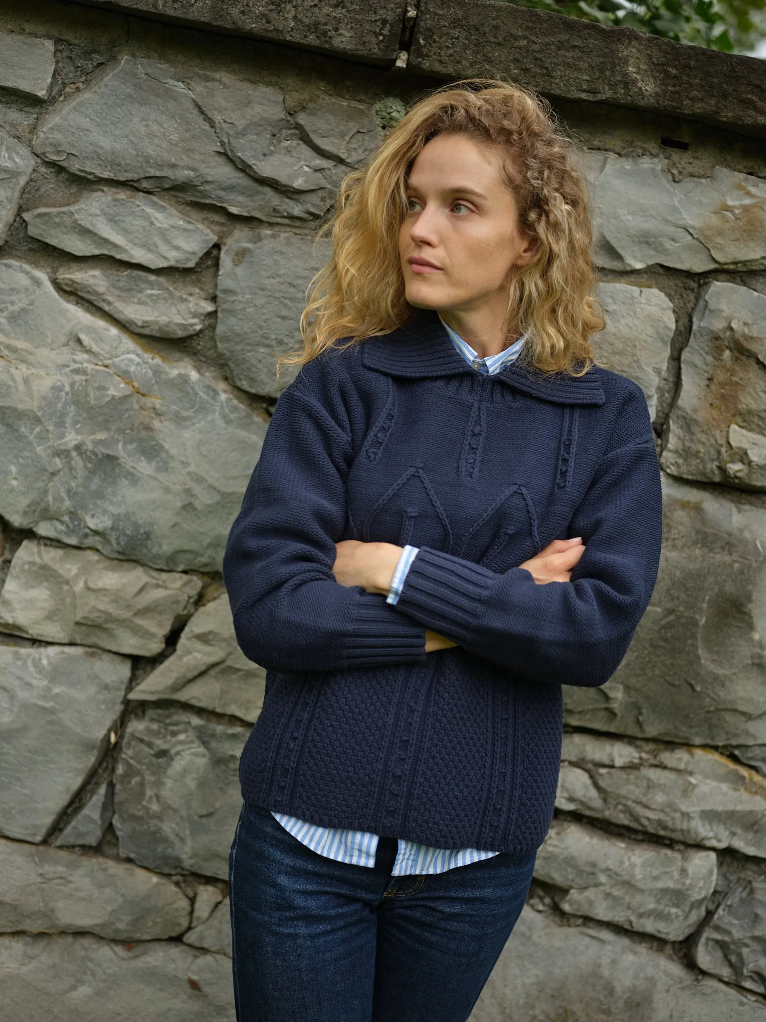Shoreline Sweater in Navy family time