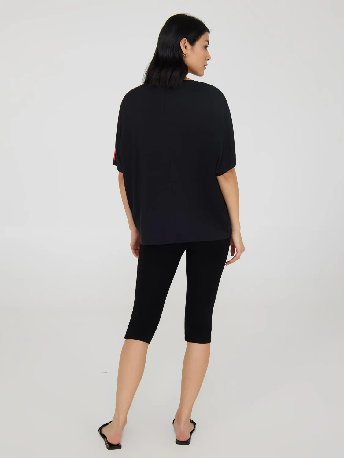 Short Dolman Sleeve Satin Floral Top Pop Culture