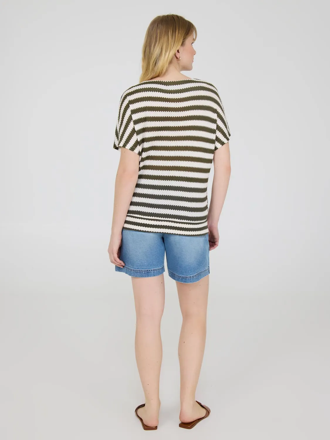 Short Dolman Sleeve Striped Sweater Street Ready