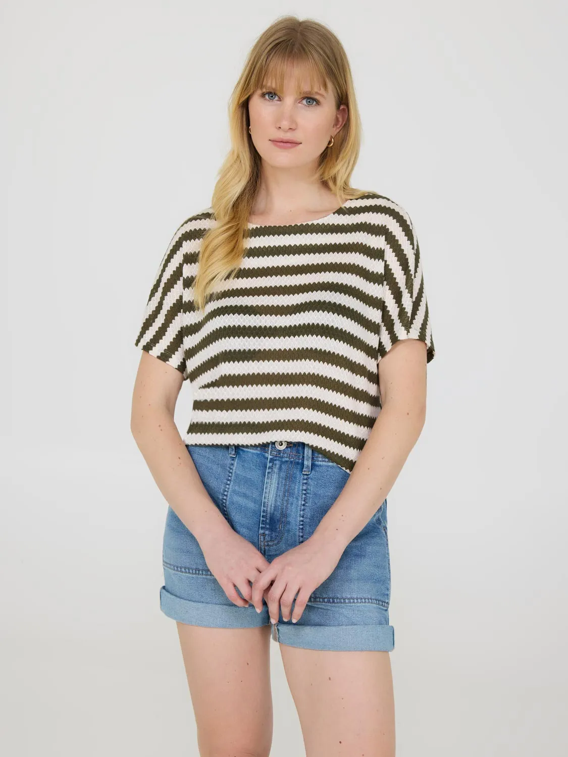 Short Dolman Sleeve Striped Sweater Party Night