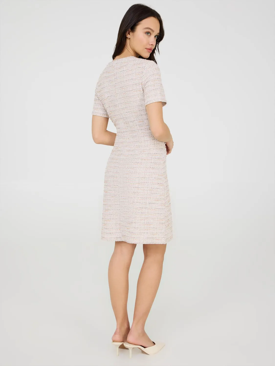Short Sleeve Boucle Dress slim design