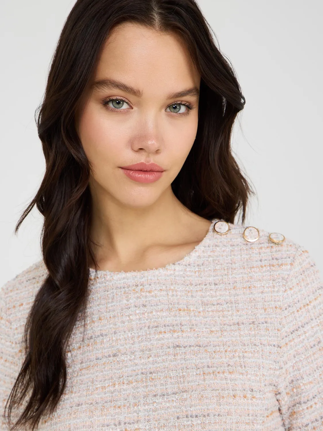 Short Sleeve Boucle Dress flexible pairing
