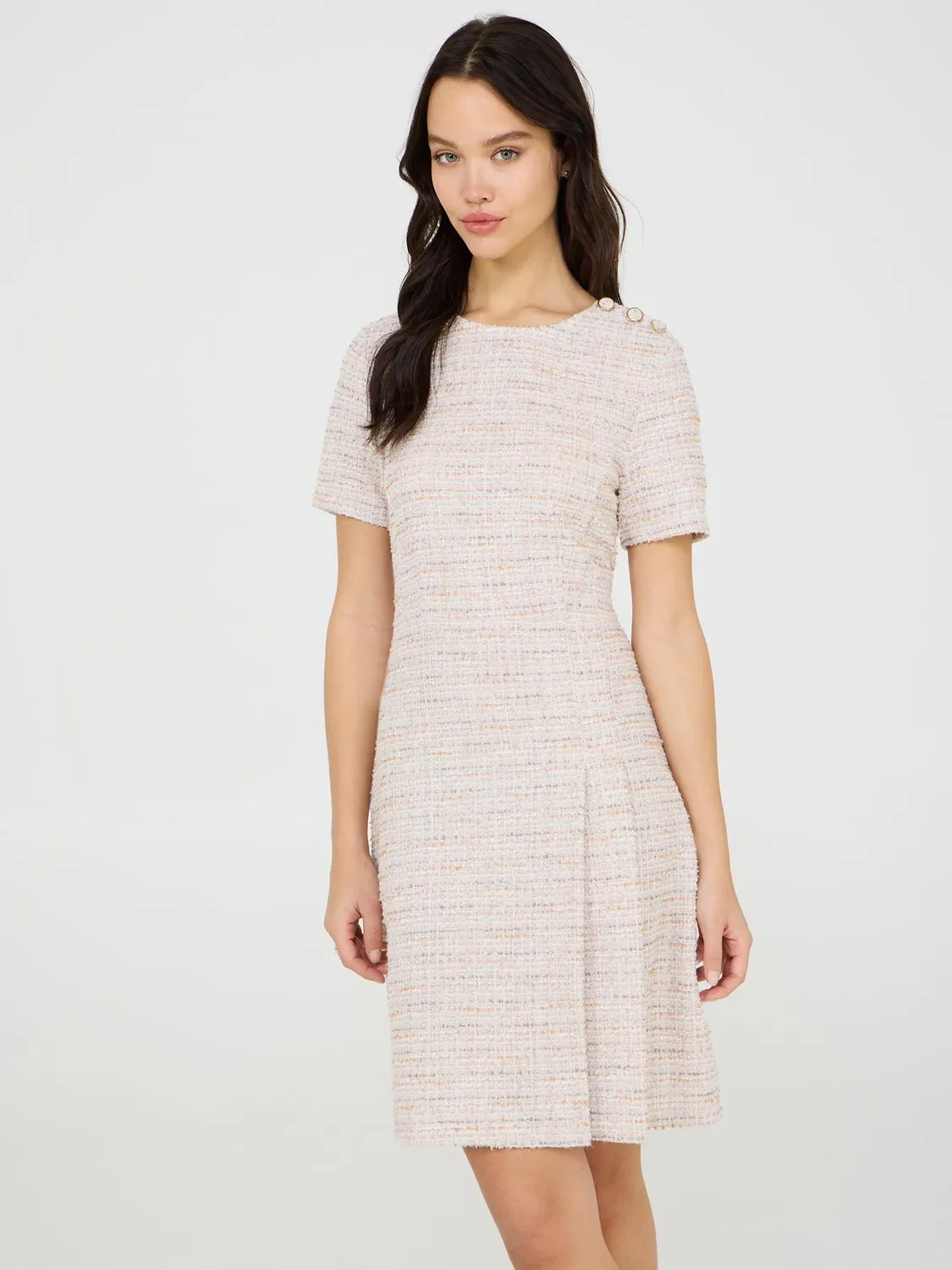 Short Sleeve Boucle Dress understated charm