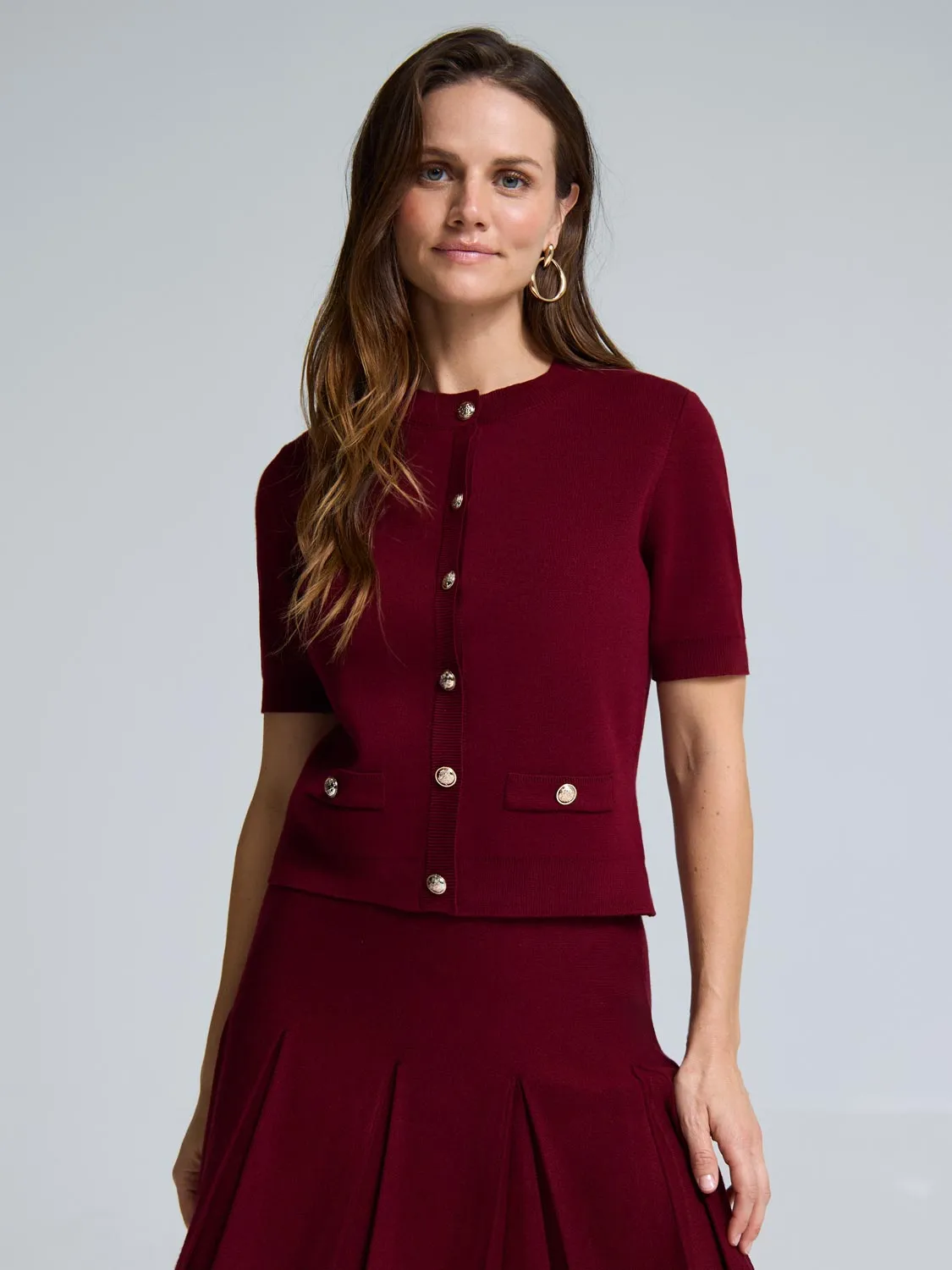 Short Sleeve Button-Up Cardigan Minimal Look