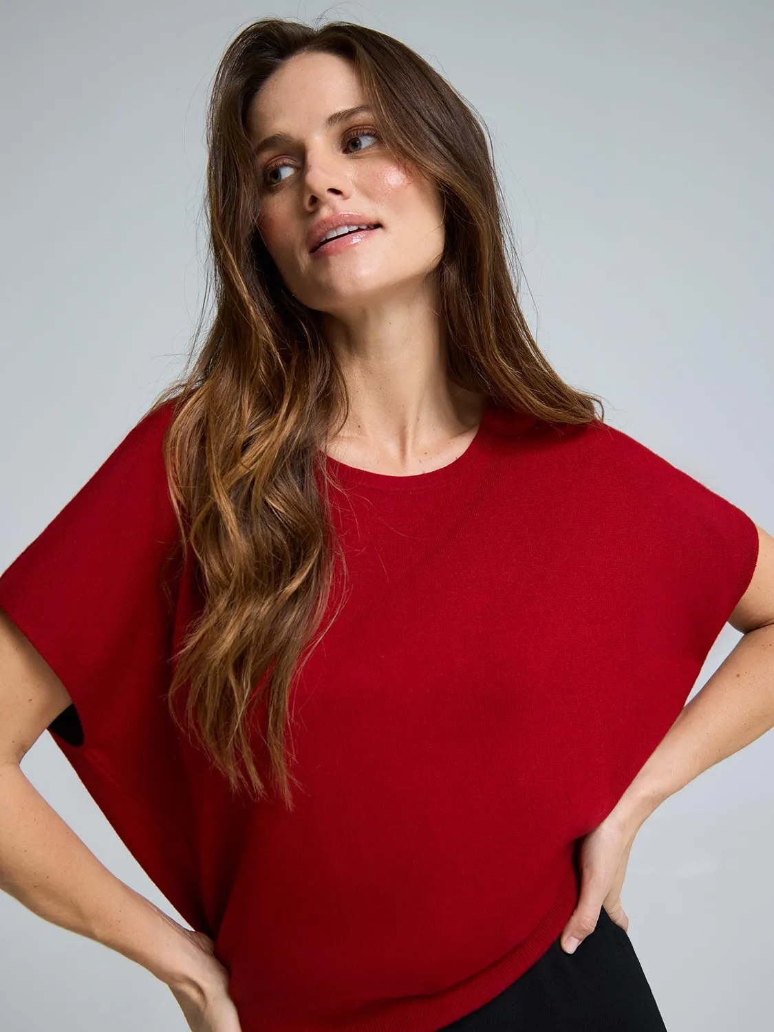 Short Sleeve Crew Neck Sweater Easy Pick