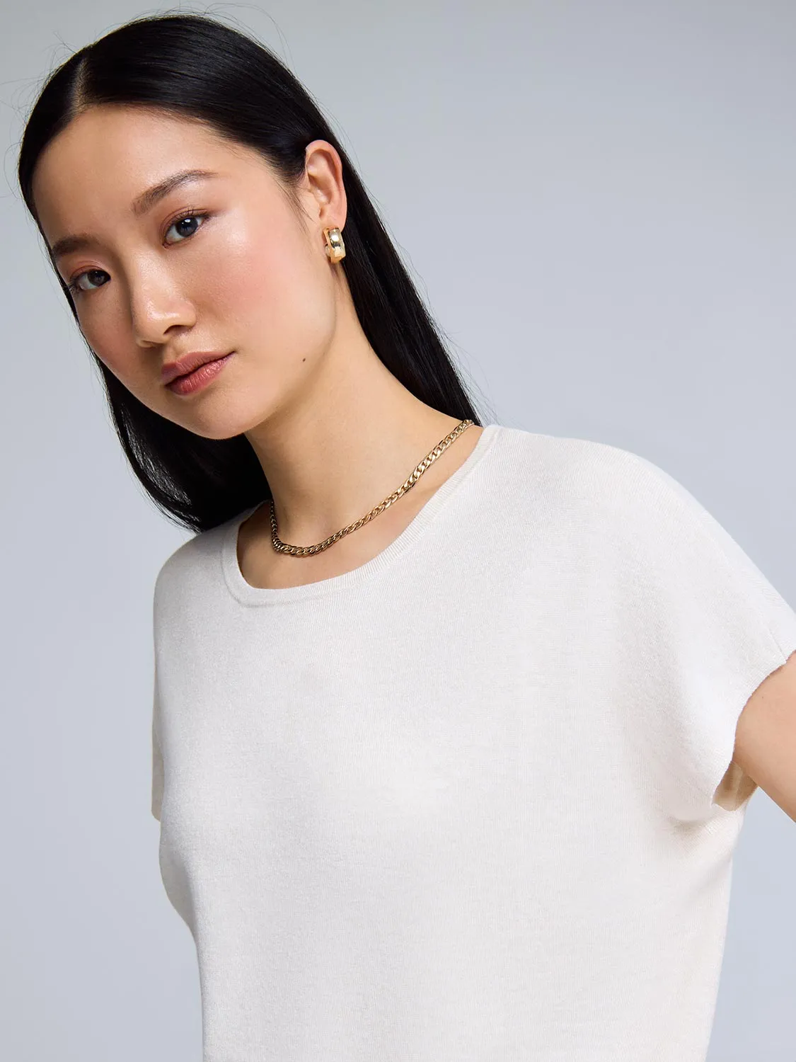 Short Sleeve Crew Neck Sweater Elevated Fit