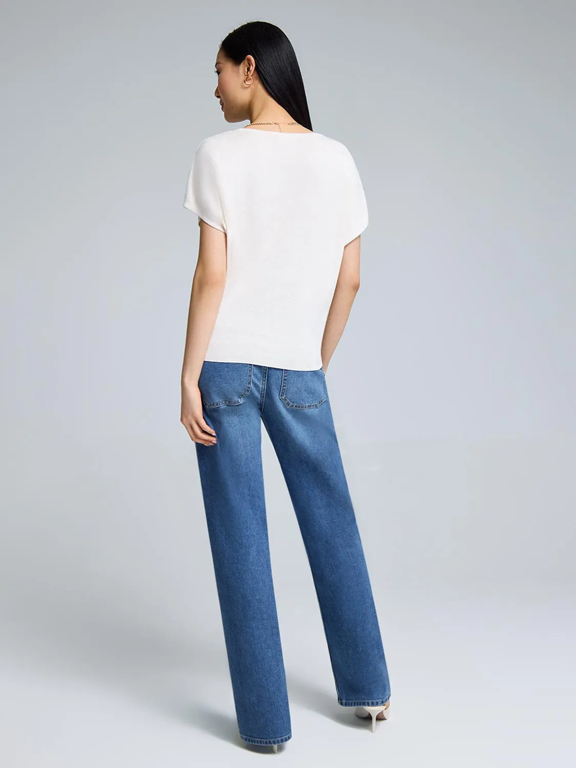 Short Sleeve Crew Neck Sweater Sunset Feels