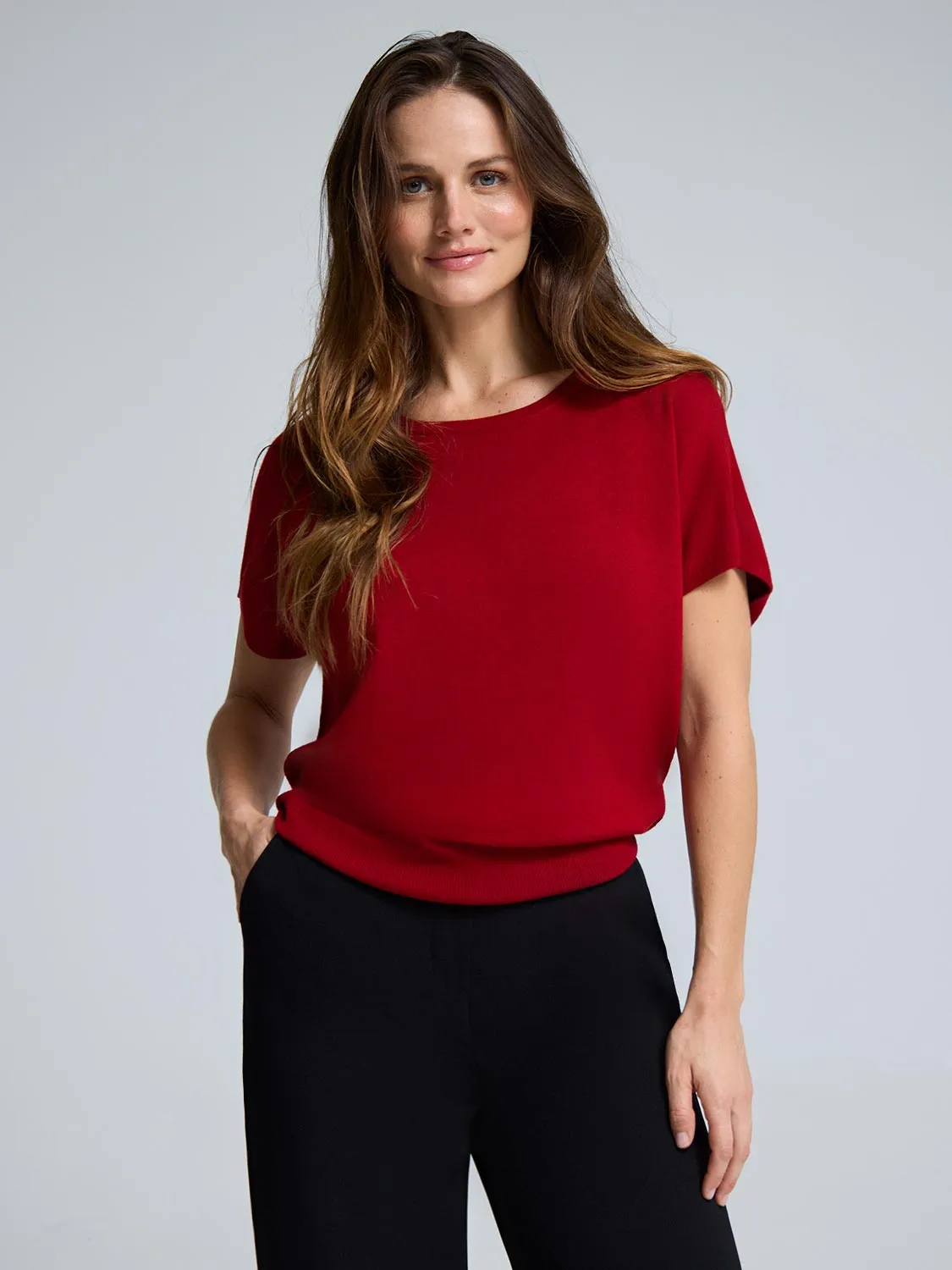 Short Sleeve Crew Neck Sweater Trend Vibe