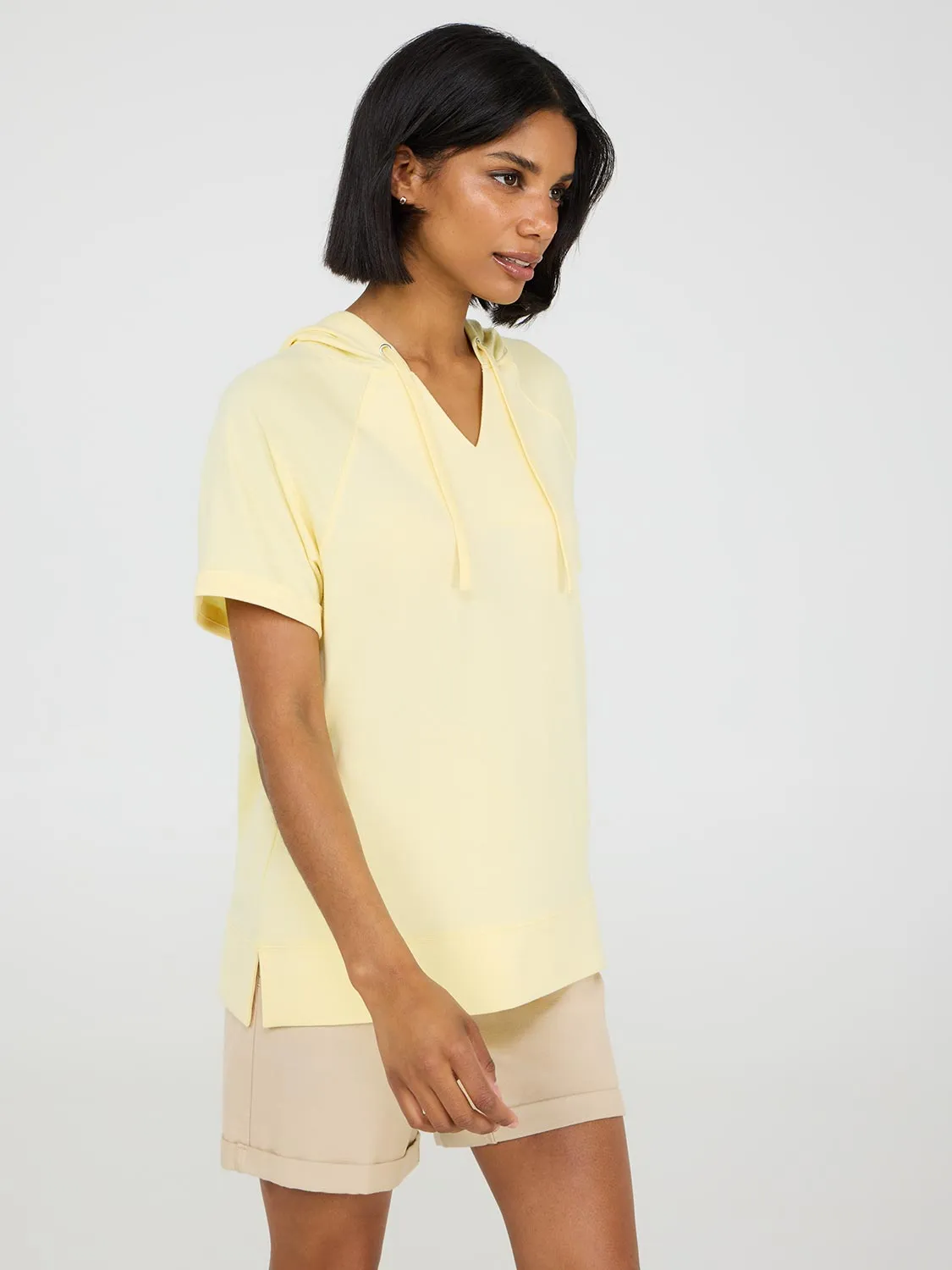 Short Sleeve French Terry Hoodie Light Vibe