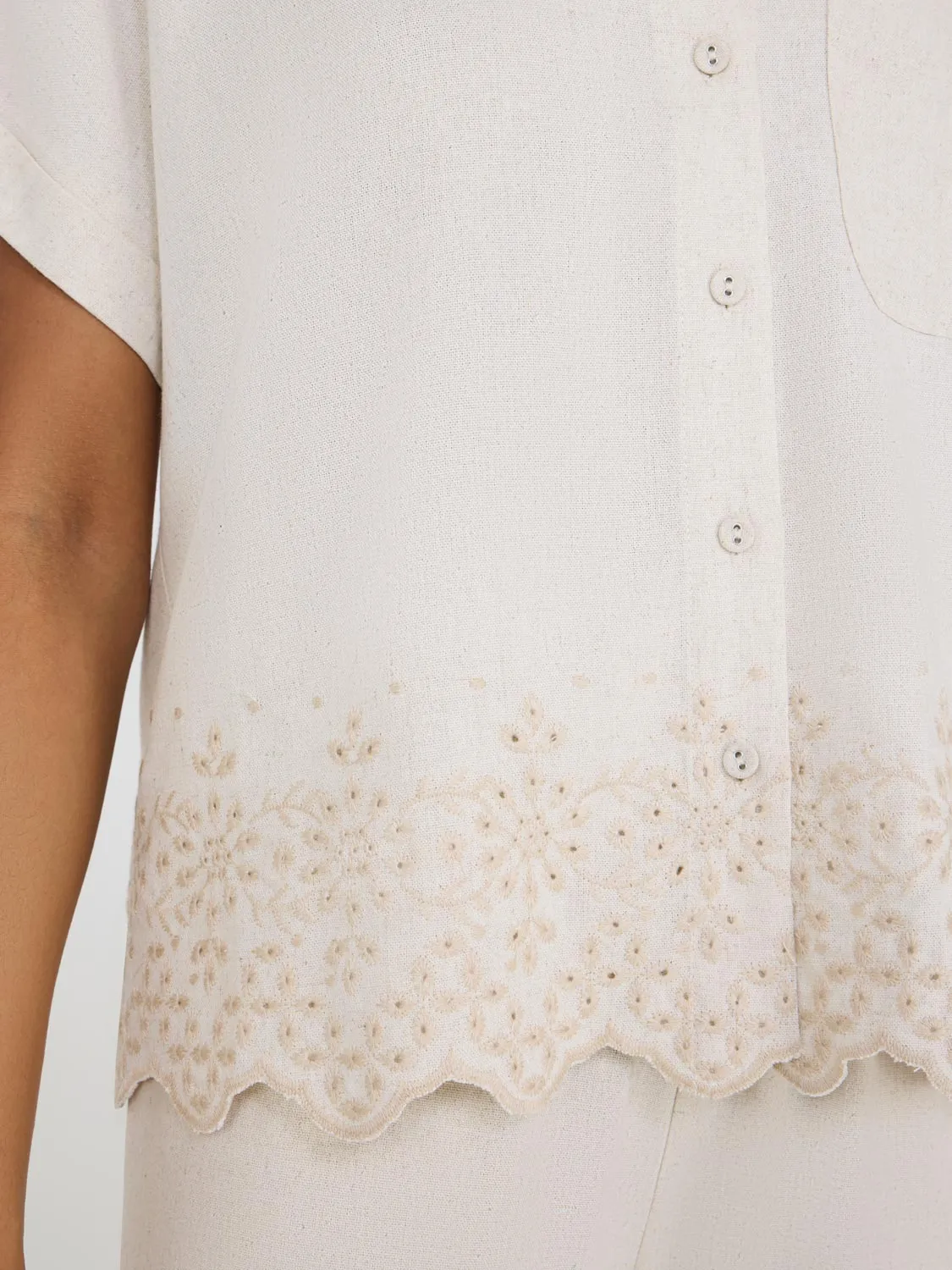Short Sleeve Linen Blouse Loose Fit
