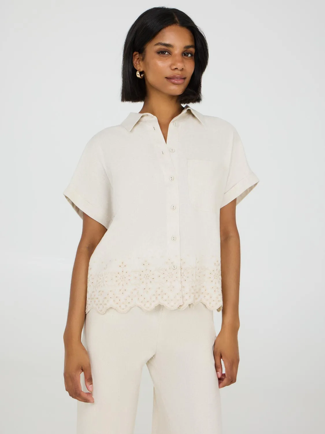 Short Sleeve Linen Blouse Cozy Feels