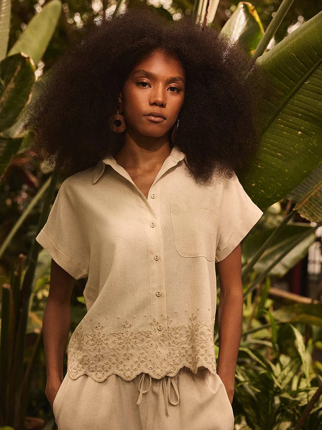 Short Sleeve Linen Blouse Feel Free