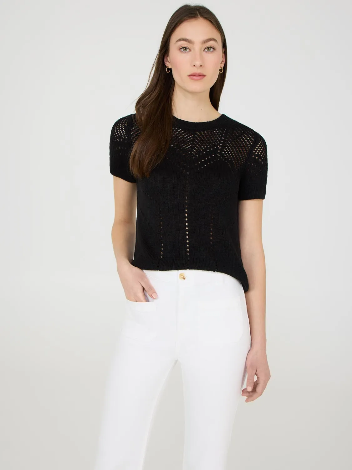 Short Sleeve Pointelle Sweater Basic Fit