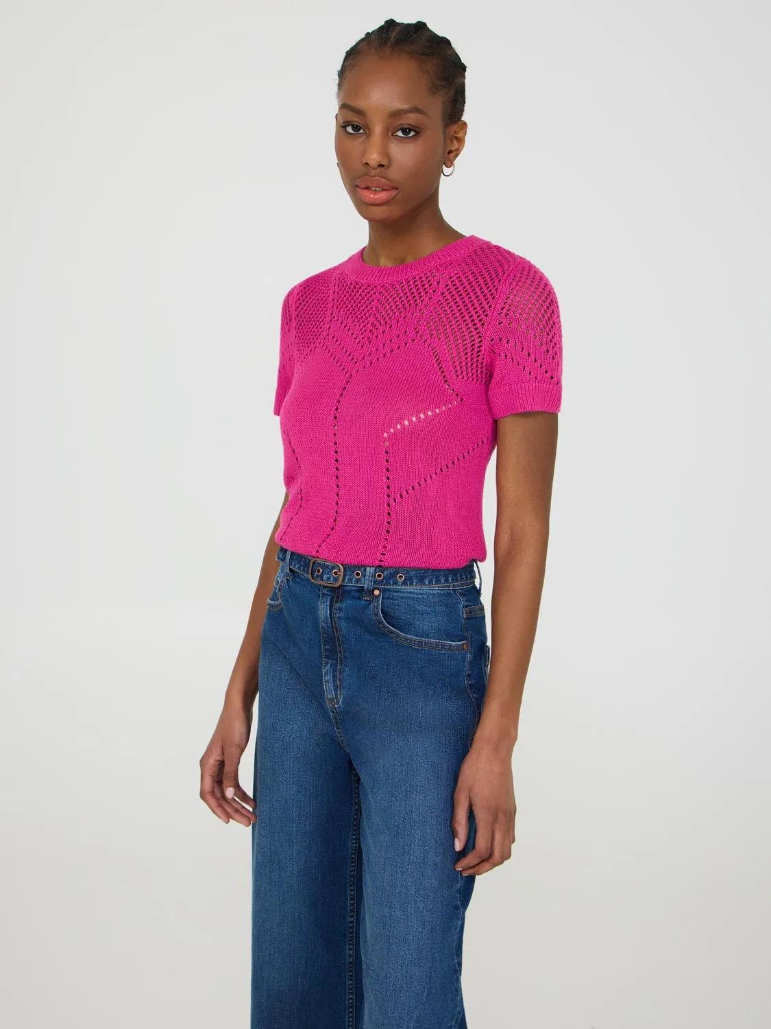 Short Sleeve Pointelle Sweater Weekend Out