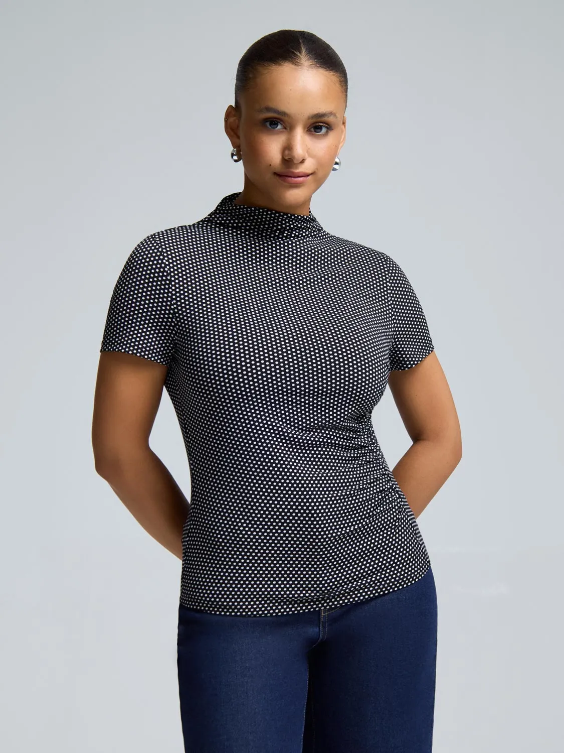 Short Sleeve Polka-Dot Top Fresh Energy